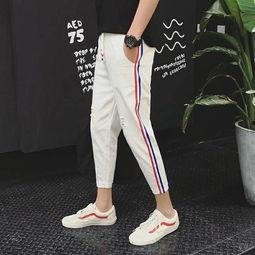 网红款男鞋绿色裤子